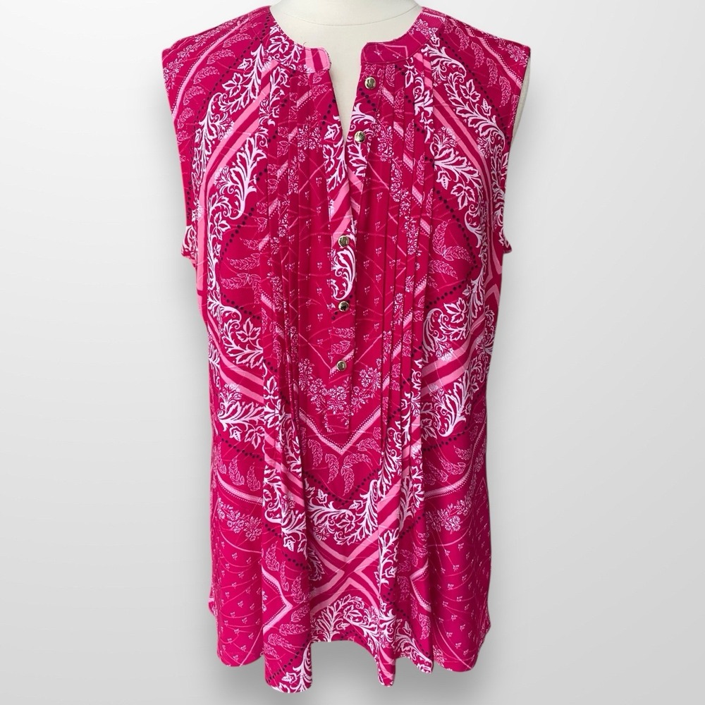 Croft & Barrow Women's Size XL Top Shirt Sleeveless Blouse‎ Stretch Flowy Pink
